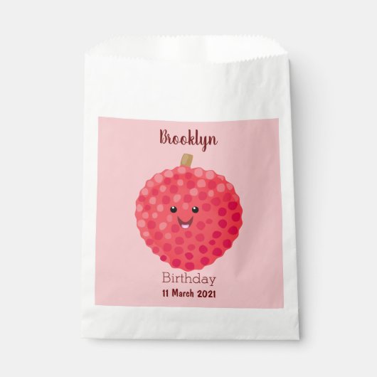 Cute roze lychee cartoon afbeelding bedankzakje (Voorkant)
