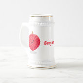 Cute roze lychee cartoon afbeelding bierpul (Voorkant links)
