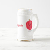 Cute roze lychee cartoon afbeelding bierpul (Voorkant rechts)