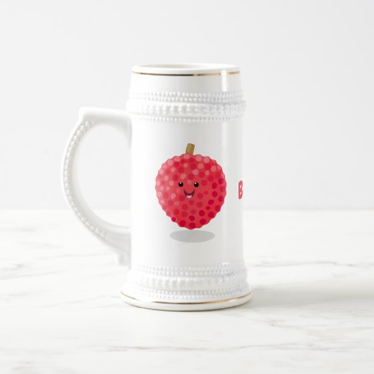Cute roze lychee cartoon afbeelding bierpul (Links)