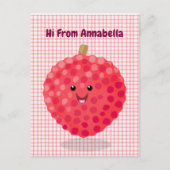 Cute roze lychee cartoon afbeelding briefkaart (Voorkant)