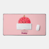 Cute roze lychee cartoon afbeelding bureaumat (Keyboard & Muis)