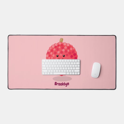 Cute roze lychee cartoon afbeelding bureaumat (Keyboard & Muis)