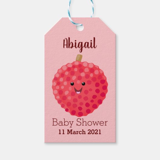 Cute roze lychee cartoon afbeelding cadeaulabel (Voorkant)