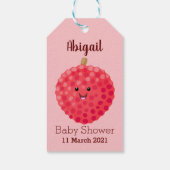Cute roze lychee cartoon afbeelding cadeaulabel (Achterkant)