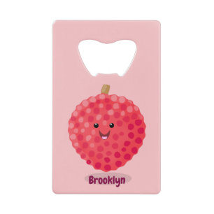 Cute roze lychee cartoon afbeelding creditkaart flessenopener