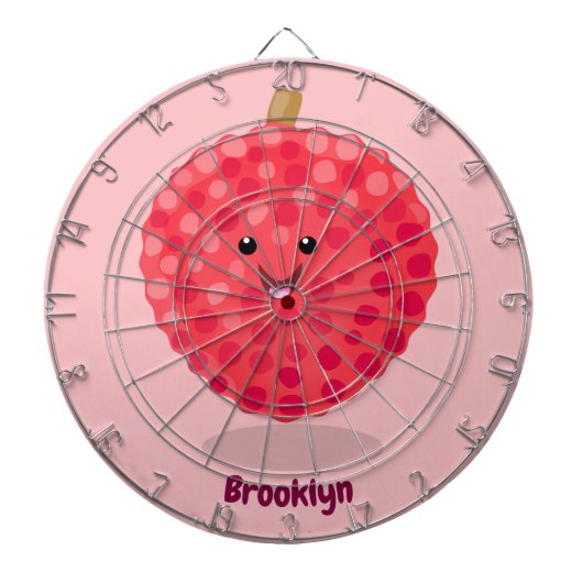 Cute roze lychee cartoon afbeelding dartbord (Voorkant)
