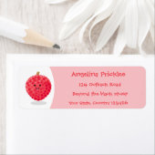 Cute roze lychee cartoon afbeelding etiket (Insitu)