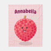 Cute roze lychee cartoon afbeelding fleece deken (Voorkant)