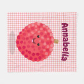 Cute roze lychee cartoon afbeelding fleece deken (Voorkant (Horizontaal))