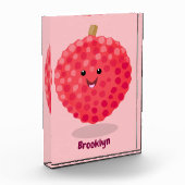 Cute roze lychee cartoon afbeelding fotoblokken (Links)