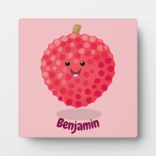 Cute roze lychee cartoon afbeelding fotoplaat