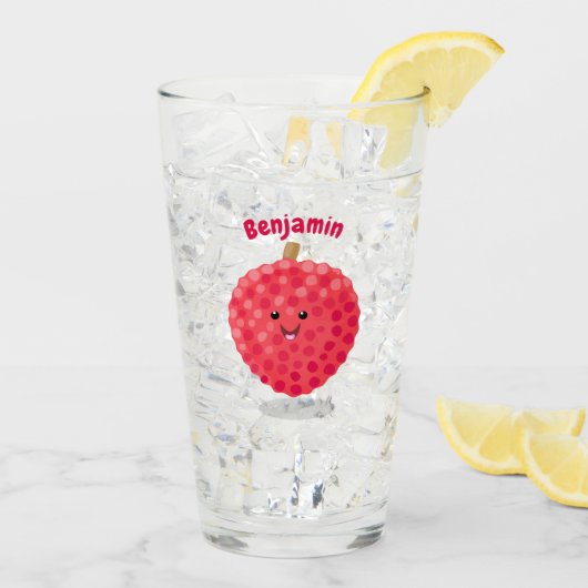 Cute roze lychee cartoon afbeelding glas (Achterkant ijs)