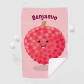 Cute roze lychee cartoon afbeelding golfhanddoek (Insitu)