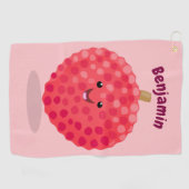 Cute roze lychee cartoon afbeelding golfhanddoek (Horizontaal)