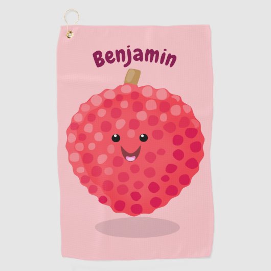 Cute roze lychee cartoon afbeelding golfhanddoek (Voorkant)