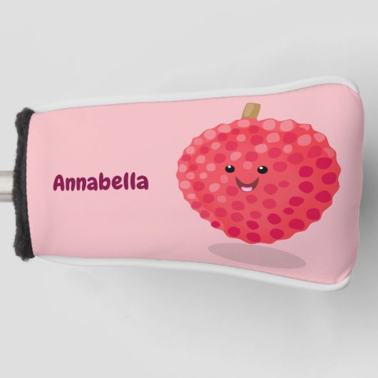 Cute roze lychee cartoon afbeelding golfheadcover (Voorkant)