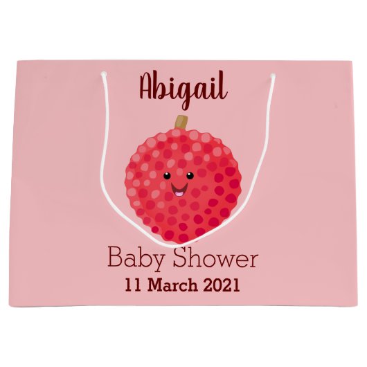 Cute roze lychee cartoon afbeelding groot cadeauzakje (Voorkant)