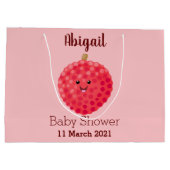 Cute roze lychee cartoon afbeelding groot cadeauzakje (Achterkant)