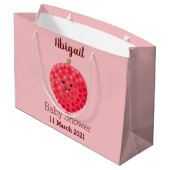 Cute roze lychee cartoon afbeelding groot cadeauzakje (Achterkant Gekanteld)