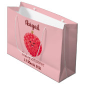 Cute roze lychee cartoon afbeelding groot cadeauzakje (Voorkant Gekanteld)