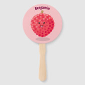 Cute roze lychee cartoon afbeelding handwaaier (Achterkant)