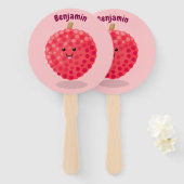 Cute roze lychee cartoon afbeelding handwaaier (Voorkant en achterkant)