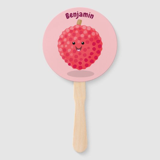 Cute roze lychee cartoon afbeelding handwaaier (Voorkant)