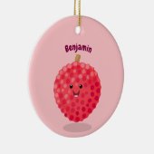 Cute roze lychee cartoon afbeelding keramisch ornament (Rechts)