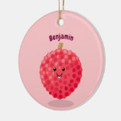 Cute roze lychee cartoon afbeelding keramisch ornament (Links)