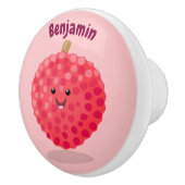 Cute roze lychee cartoon afbeelding keramische knop (Rechts)