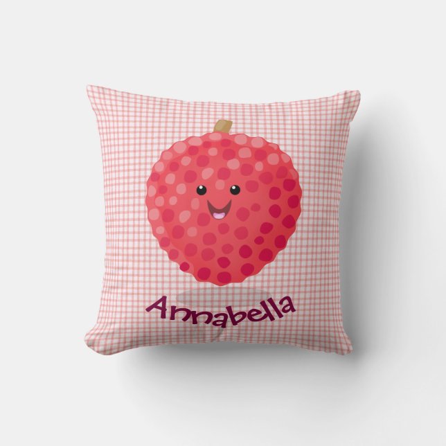 Cute roze lychee cartoon afbeelding kussen (Voorkant)