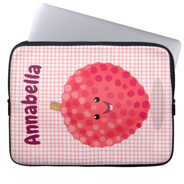 Cute roze lychee cartoon afbeelding laptop sleeve (Voorkant)