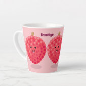 Cute roze lychee cartoon afbeelding latte mok (Linkerhoek)