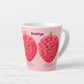 Cute roze lychee cartoon afbeelding latte mok (Rechterhoek)