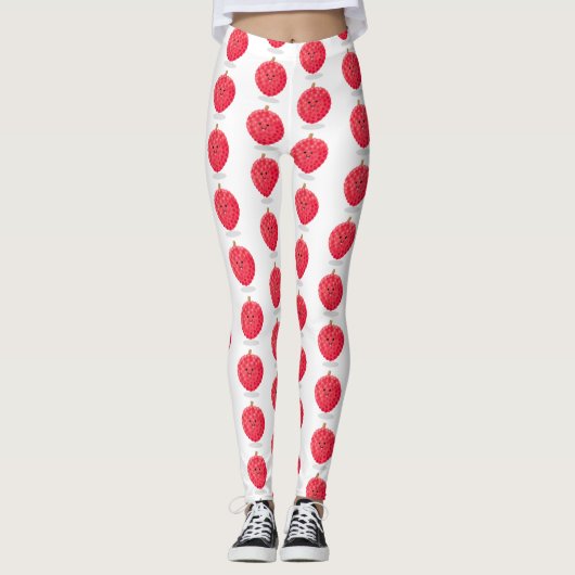 Cute roze lychee cartoon afbeelding leggings (Voorkant)