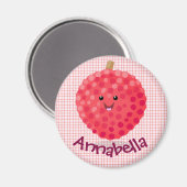 Cute roze lychee cartoon afbeelding magneet (Voorkant / Achterkant)