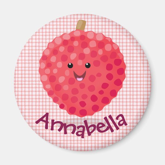 Cute roze lychee cartoon afbeelding magneet (Voorkant)