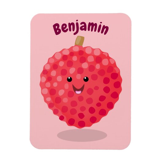 Cute roze lychee cartoon afbeelding magneet (Verticaal)