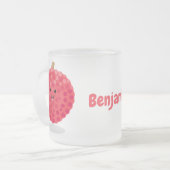 Cute roze lychee cartoon afbeelding matglas koffiemok (Voorkant links)