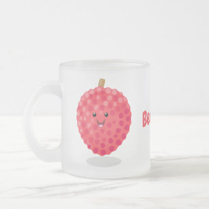 Cute roze lychee cartoon afbeelding matglas koffiemok