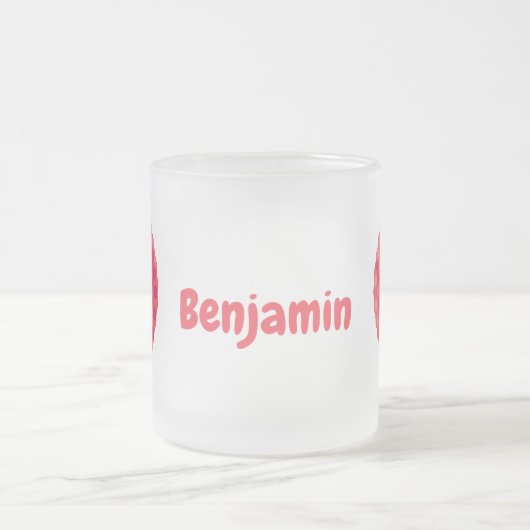 Cute roze lychee cartoon afbeelding matglas koffiemok (Center)