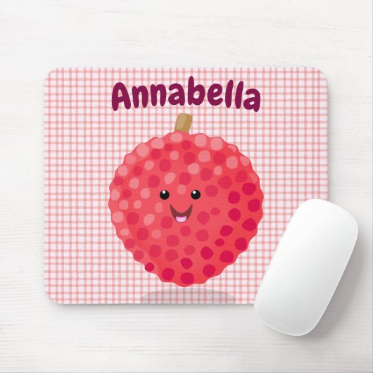 Cute roze lychee cartoon afbeelding muismat (Met muis)