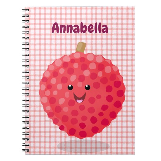 Cute roze lychee cartoon afbeelding notitieboek (Voorkant)