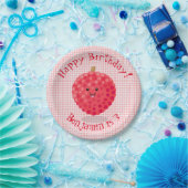 Cute roze lychee cartoon afbeelding papieren bordje (Feest)