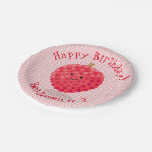 Cute roze lychee cartoon afbeelding papieren bordje (Gekanteld)