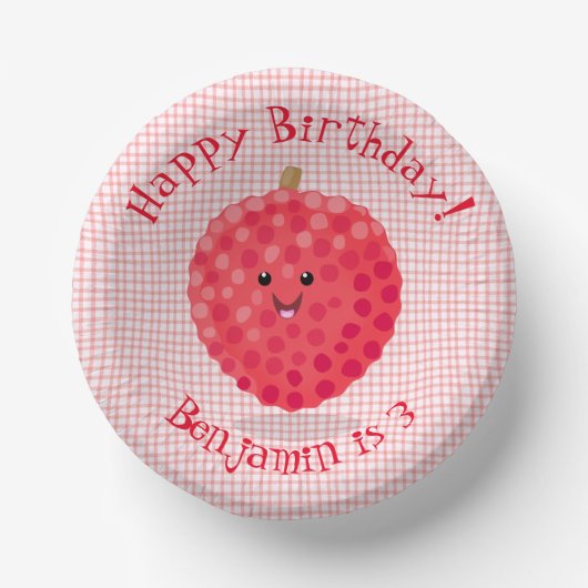 Cute roze lychee cartoon afbeelding papieren kommen (Voorkant)