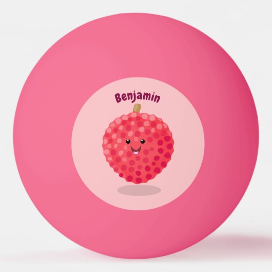 Cute roze lychee cartoon afbeelding pingpongbal (Voorkant)