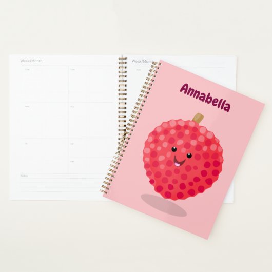 Cute roze lychee cartoon afbeelding planner (Display)