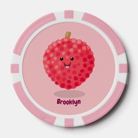 Cute roze lychee cartoon afbeelding poker chips (Voorkant)